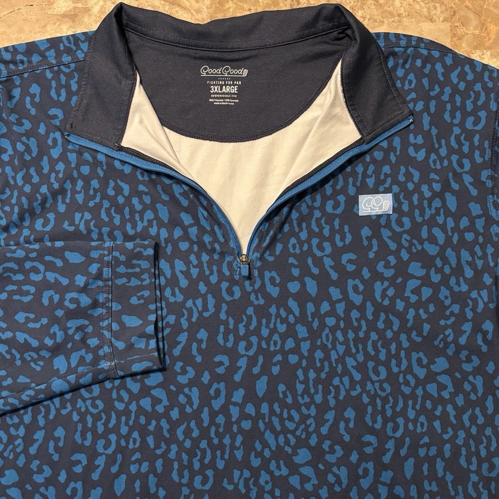 Good Good Golf Quarter Zip Sweatshirt Mens 3XL Blue Camo Abstract Performance